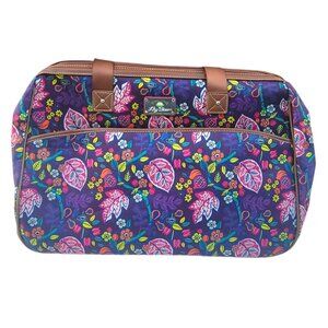 Lily Bloom Wheeled Duffel Bag 20" Raking It In Living Large Purple  Floral Mater